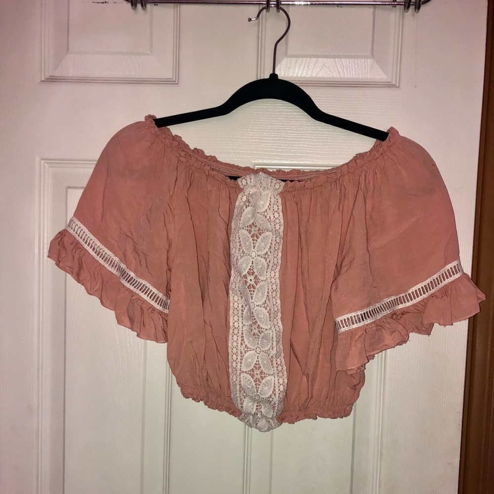Pink Off Shoulder Crop Top